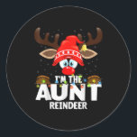 Christmas Matching I'm The Aunt Reindeer  Classic Round Sticker<br><div class="desc">Christmas Matching I'm The Aunt Reindeer</div>