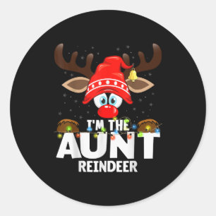 Christmas Matching I'm The Aunt Reindeer  Classic Round Sticker