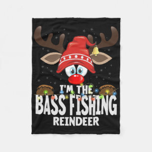 Christmas Matching I'm The B Fishing Reindeer Fleece Blanket