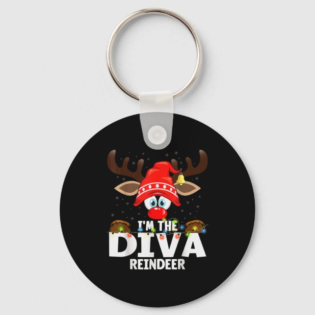 Christmas Matching I'm The Diva Reindeer  Key Ring (Front)