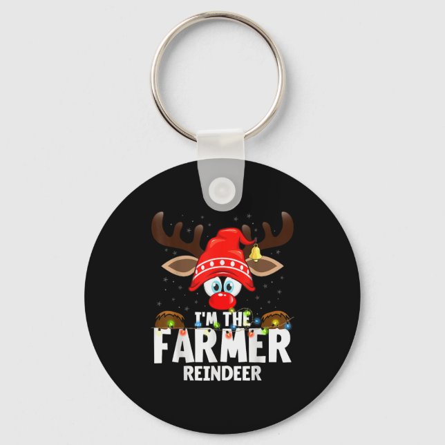 Christmas Matching I'm The Farmer Reindeer  Key Ring (Front)