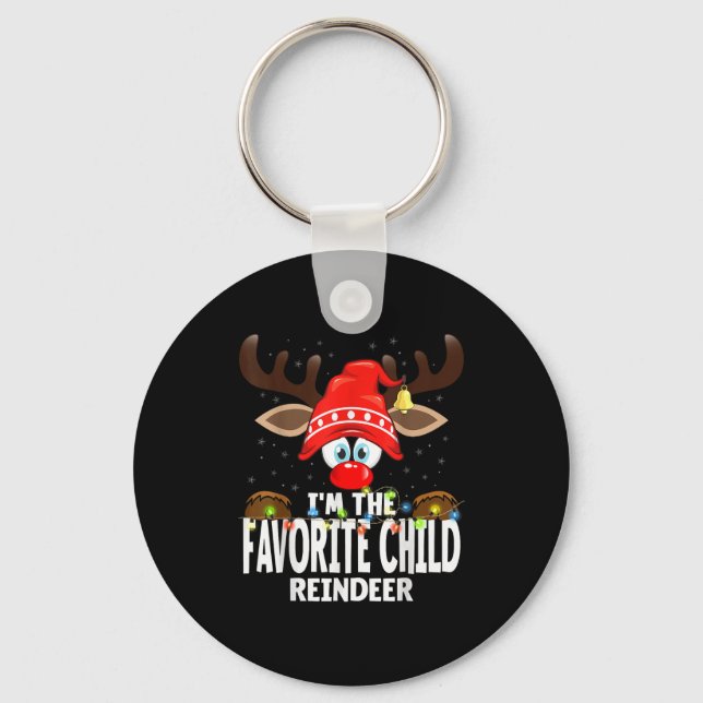 Christmas Matching I'm The Favorite Child Reindeer Key Ring (Front)