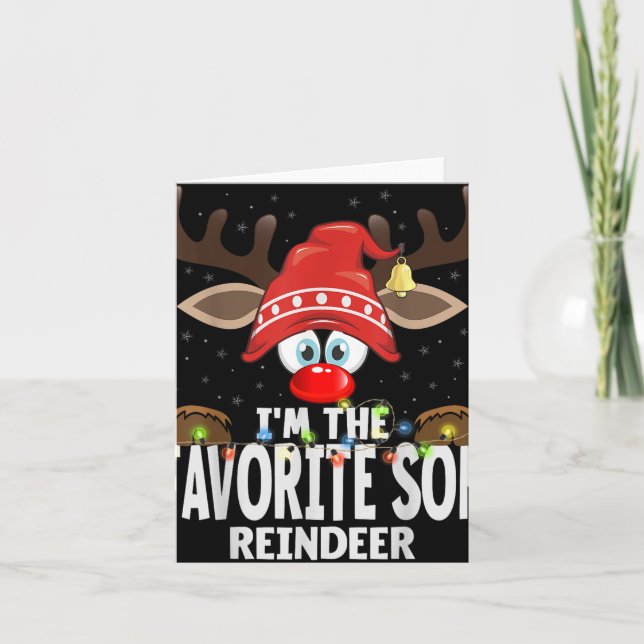 Christmas Matching I'm The Favorite Son Reindeer  Card (Front)