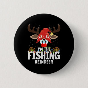 Christmas Matching I'm The Fishing Reindeer  6 Cm Round Badge