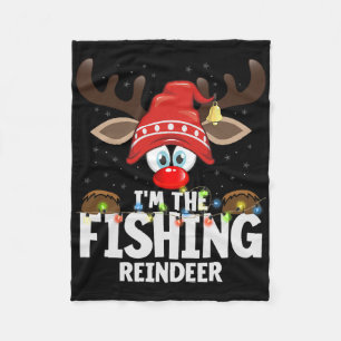 Christmas Matching I'm The Fishing Reindeer Fleece Blanket