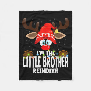 Christmas Matching I'm The Little Brother Reindeer Fleece Blanket
