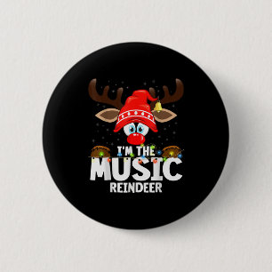 Christmas Matching I'm The Music Reindeer  6 Cm Round Badge