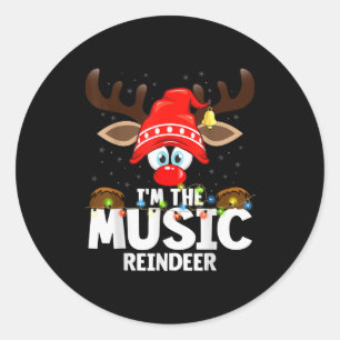 Christmas Matching I'm The Music Reindeer  Classic Round Sticker