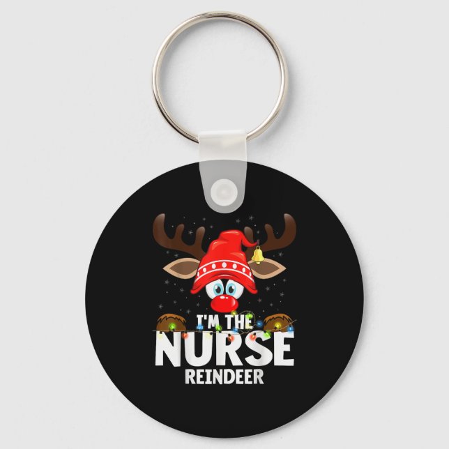 Christmas Matching I'm The Nurse Reindeer  Key Ring (Front)