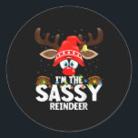 Christmas Matching I'm The Sy Reindeer  Classic Round Sticker<br><div class="desc">Christmas Matching I'm The Sy Reindeer</div>