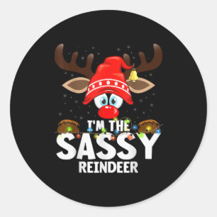 Christmas Matching I'm The Sy Reindeer Classic Round Sticker