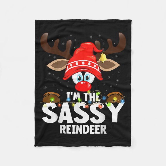Christmas Matching I'm The Sy Reindeer  Fleece Blanket (Front)