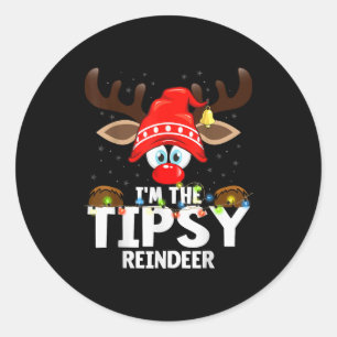 Christmas Matching I'm The Tipsy Reindeer  Classic Round Sticker