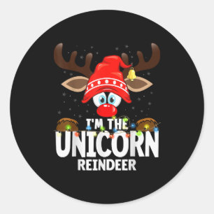 Christmas Matching I'm The Unicorn Reindeer Classic Round Sticker