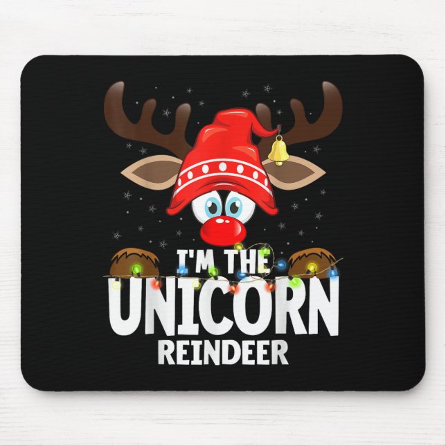 Christmas Matching I'm The Unicorn Reindeer  Mouse Mat (Front)