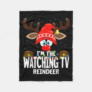 Christmas Matching I'm The Watching Tv Reindeer Fleece Blanket