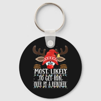 Christmas Matching Most Likely To Run Over Key Ring