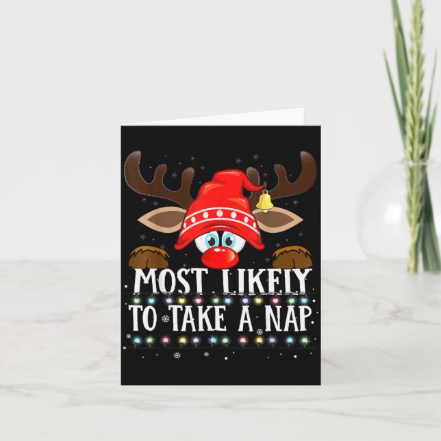 Christmas Matching Most Likely To Take A Nap Pjs  Card (Front)