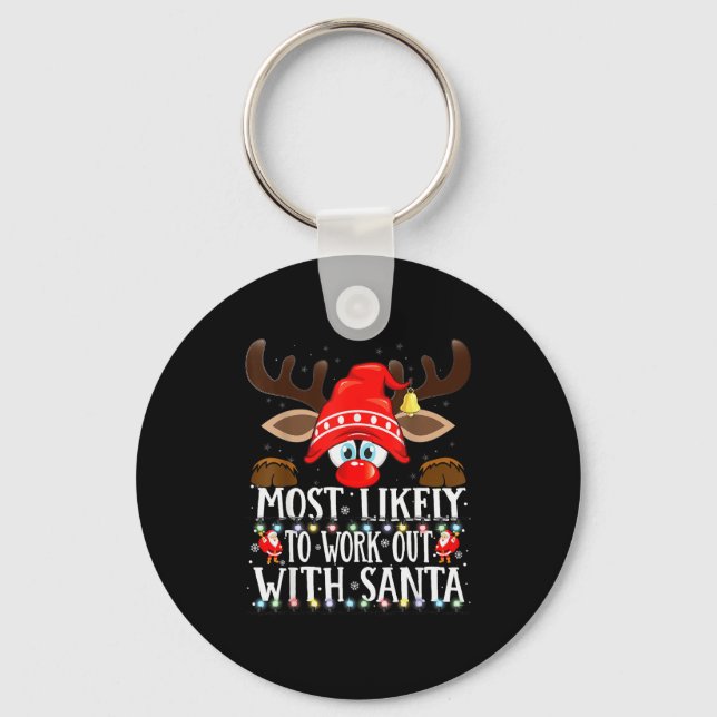 Christmas Matching Most Likely To Work Out With Sa Key Ring (Front)