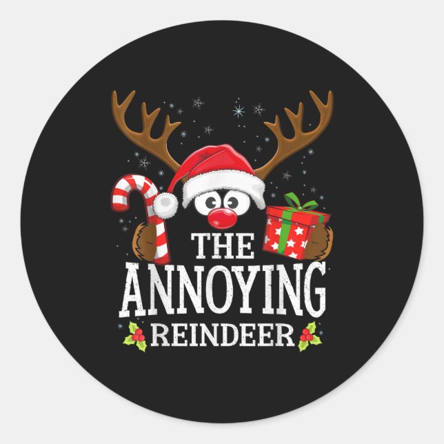 Christmas Matching The Annoying Reindeer Family  Classic Round Sticker (Front)