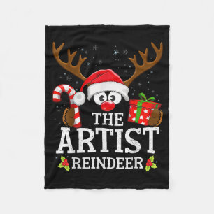 Christmas Matching The Artist Reindeer Family Fleece Blanket