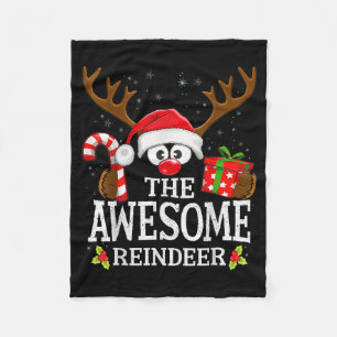 Christmas Matching The Awesome Reindeer Family Fleece Blanket