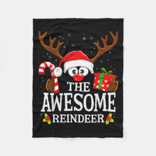 Christmas Matching The Awesome Reindeer Family Fleece Blanket