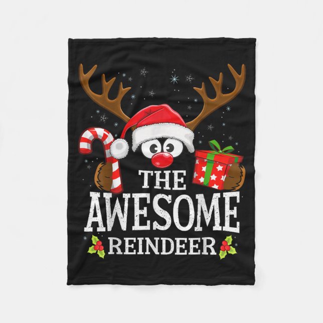 Christmas Matching The Awesome Reindeer Family  Fleece Blanket (Front)
