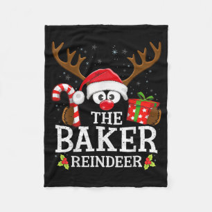Christmas Matching The Baker Reindeer Family  Fleece Blanket