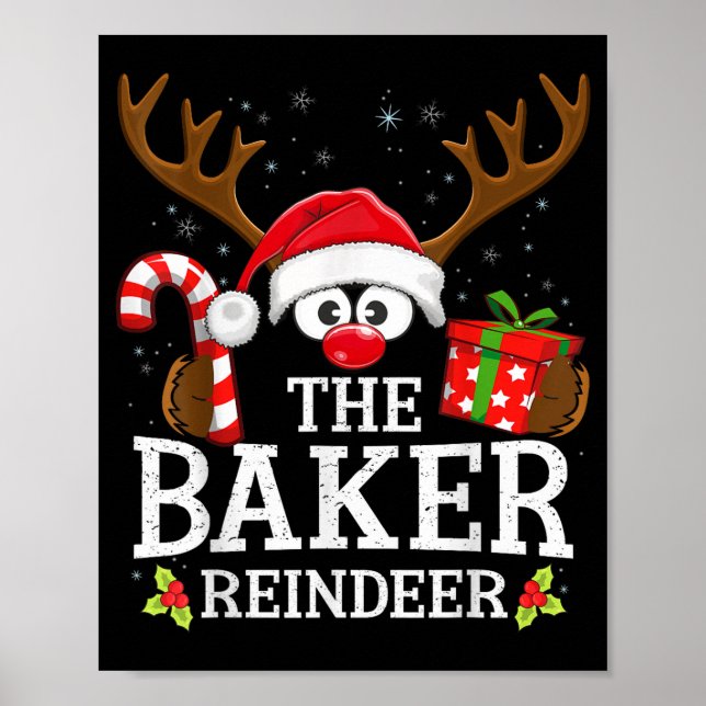 Christmas Matching The Baker Reindeer Family  Poster (Front)