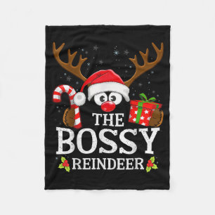Christmas Matching The Bossy Reindeer Family Fleece Blanket
