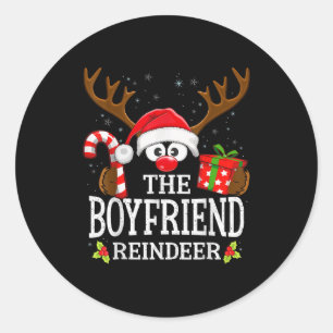 Christmas Matching The Boyfriend Reindeer Family  Classic Round Sticker