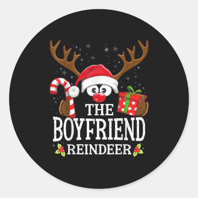 Christmas Matching The Boyfriend Reindeer Family  Classic Round Sticker (Front)