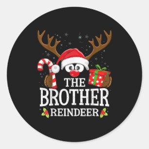 Christmas Matching The Brother Reindeer Family  Classic Round Sticker
