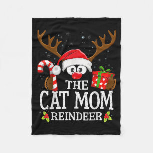 Christmas Matching The Cat Mom Reindeer Family Fleece Blanket