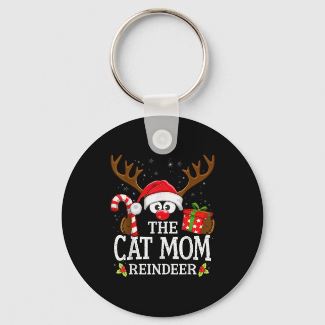 Christmas Matching The Cat Mom Reindeer Family  Key Ring (Front)