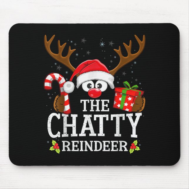 Christmas Matching The Chatty Reindeer Family , Sm Mouse Mat (Front)