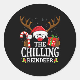 Christmas Matching The Chilling Reindeer Family  Classic Round Sticker