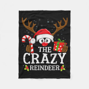 Christmas Matching The Crazy Reindeer Family Fleece Blanket