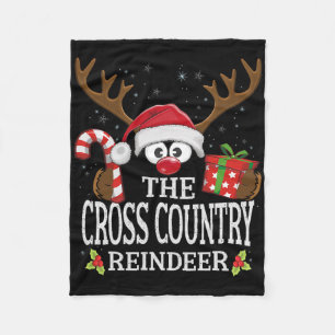 Christmas Matching The Cross Country Reindeer Fami Fleece Blanket