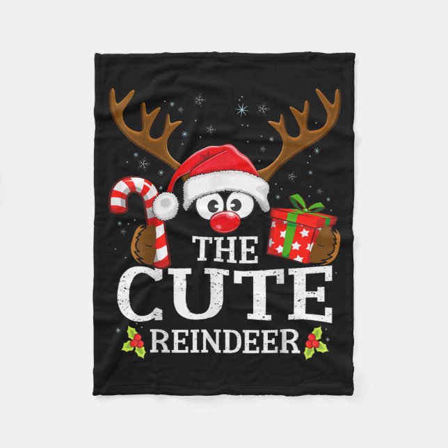 Christmas Matching The Cute Reindeer Family  Fleece Blanket (Front)