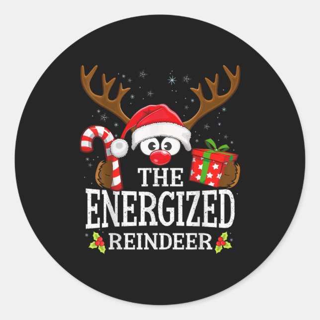 Christmas Matching The Energized Reindeer Family  Classic Round Sticker (Front)