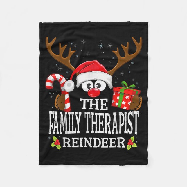 Christmas Matching The Family Therast Reindeer Fam Fleece Blanket (Front)