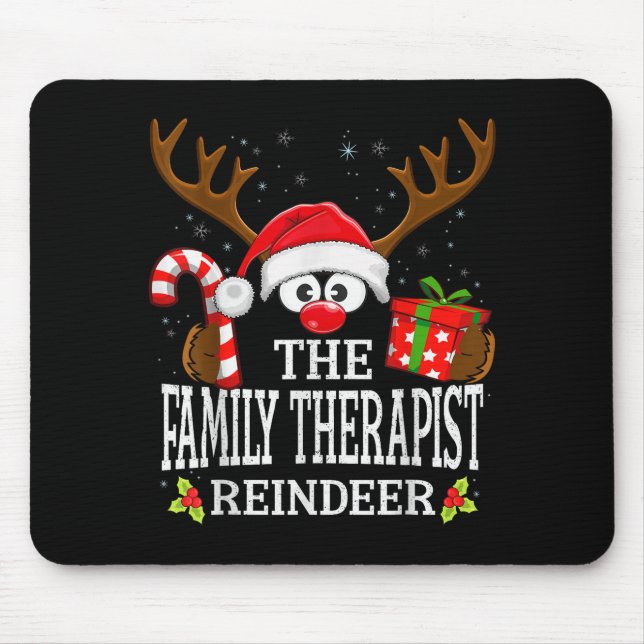 Christmas Matching The Family Therast Reindeer Fam Mouse Mat (Front)