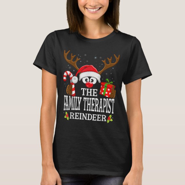 Christmas Matching The Family Therast Reindeer Fam T-Shirt (Front)