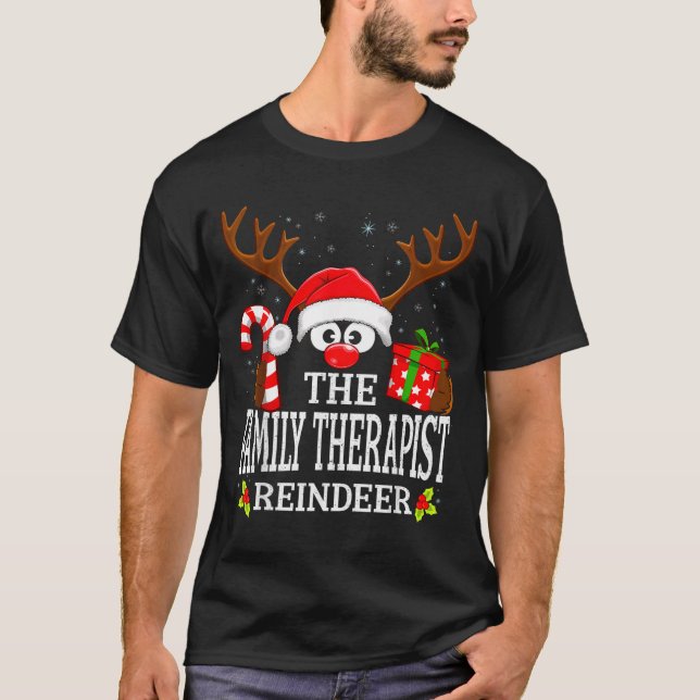 Christmas Matching The Family Therast Reindeer Fam T-Shirt (Front)