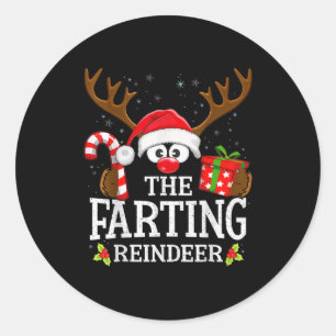 Christmas Matching The Farting Reindeer Family  Classic Round Sticker