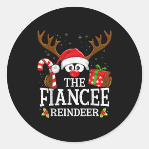 Christmas Matching The Fiancee Reindeer Family Classic Round Sticker