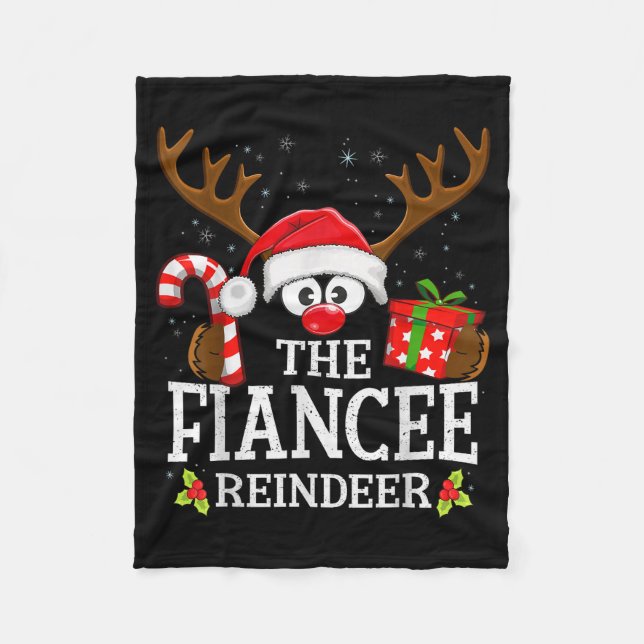 Christmas Matching The Fiancee Reindeer Family  Fleece Blanket (Front)