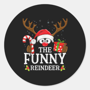 Christmas Matching The Funny Reindeer Family Classic Round Sticker